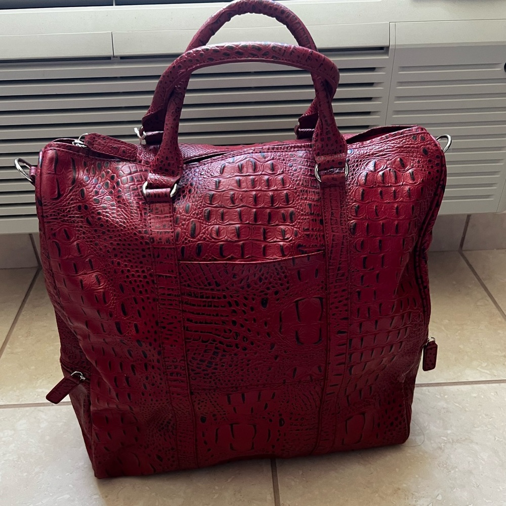 New Cleo and Patek Red Ostrich Tote Bag